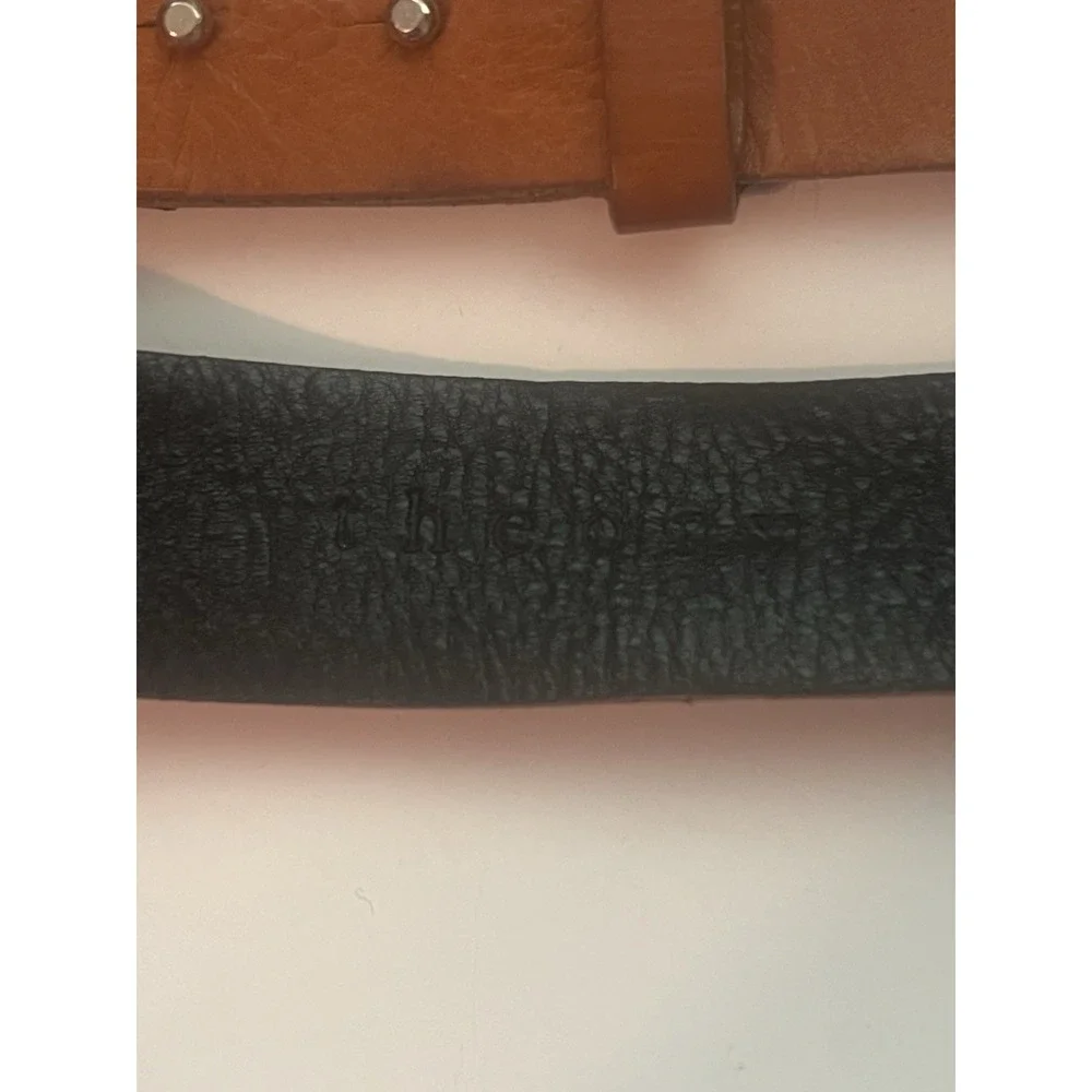 Theory Brown Leather No Buckle Women's Belt Large Made In‎ USA